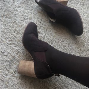 Faux suede brown heels